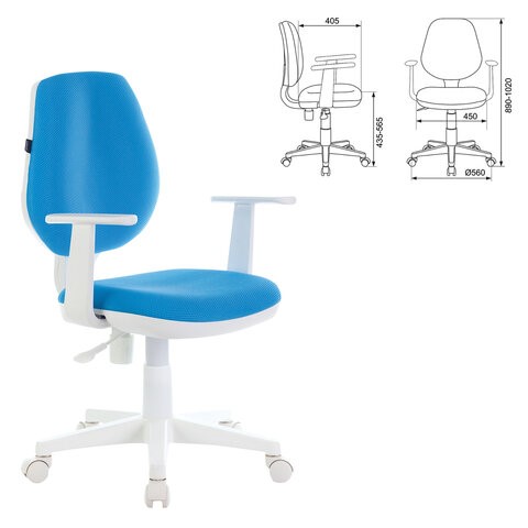 Кресло компьютерное Brabix Fancy MG-201W (с подлокотниками, пластик белый, голубое) 532411 в Абакане - изображение 4