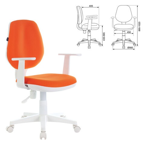 Офисное кресло Brabix Fancy MG-201W (с подлокотниками, пластик белый, оранжевое) 532410 в Абакане - изображение 3
