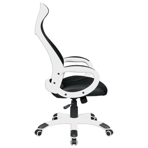 Кресло офисное Brabix Premium Genesis EX-517 (пластик белый, ткань/экокожа/сетка черная) 531573 в Абакане - изображение 2