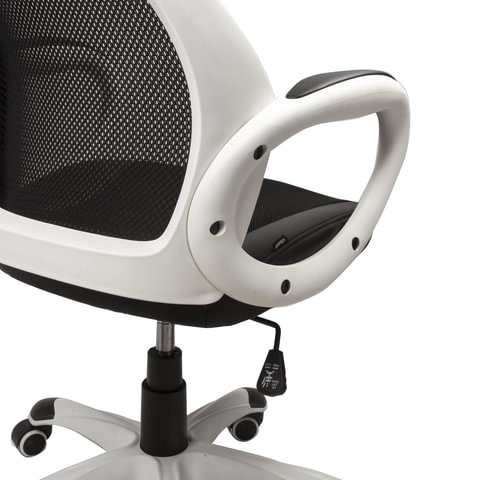 Кресло офисное Brabix Premium Genesis EX-517 (пластик белый, ткань/экокожа/сетка черная) 531573 в Абакане - изображение 5