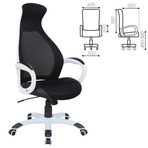 Кресло офисное Brabix Premium Genesis EX-517 (пластик белый, ткань/экокожа/сетка черная) 531573 в Абакане - изображение 1