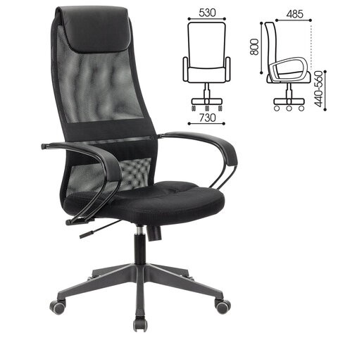 Офисное кресло Brabix Premium Stalker EX-608 PL (ткань-сетка/кожзам, черное) 532090 в Абакане - изображение 11