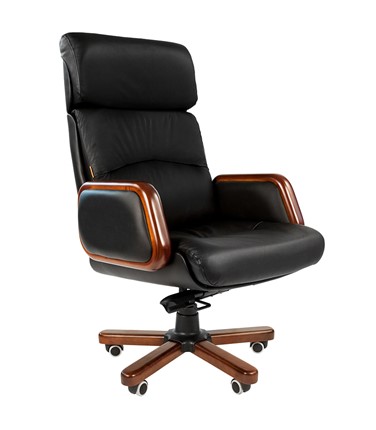 Кресло офисное CHAIRMAN 417 кожа черная в Абакане - изображение