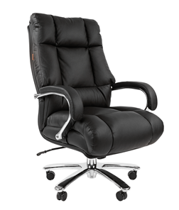Офисное кресло CHAIRMAN 405 черное нат.кожа/экокожа в Абакане