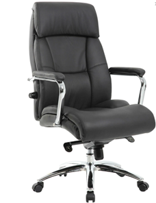 Кресло офисное из натуральной кожи BRABIX PREMIUM "Phaeton EX-502", хром, черное, 530882 в Абакане