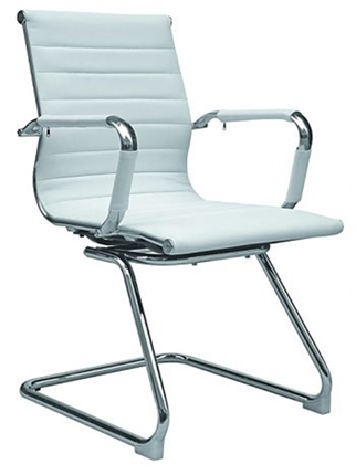 Кресло B110 на полозьях, экокожа / хром, белый в Абакане - изображение