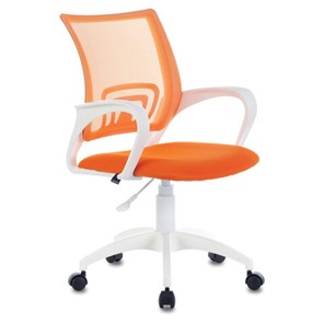 Офисное кресло Brabix Fly MG-396W (с подлокотниками, пластик белый, сетка, оранжевое) 532401 в Абакане