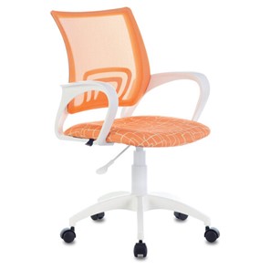Офисное кресло Brabix Fly MG-396W (с подлокотниками, пластик белый, сетка, оранжевое с рисунком "Giraffe") 532402 в Абакане