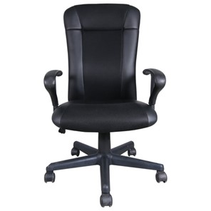 Компьютерное кресло Brabix Optima MG-370 (с подлокотниками, экокожа/ткань, черное) 531580 в Абакане