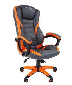 Офисное кресло CHAIRMAN GAME 22 эко кожа, серый/оранжевый в Абакане
