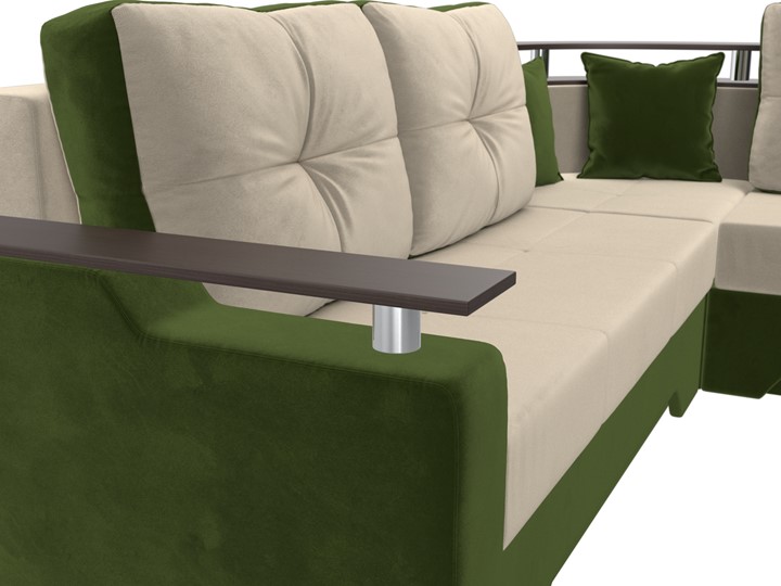 Угловой диван для гостиной Комфорт, Бежевый/Зеленый (микровельвет) вАбакане купить по доступной цене - Дом Диванов