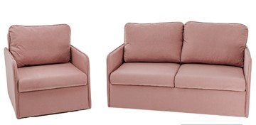 Мебельный набор Амира розовый диван + кресло в Абакане
