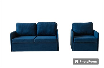 Мебельный комплект Амира синий диван + кресло в Абакане