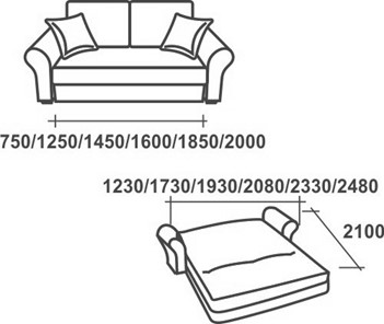 Прямой диван Аккордеон-1, 120 (круглые подлокотники), НПБ в Абакане - предосмотр 2
