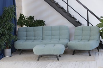 Комплект мебели Абри цвет мята кресло + диван + пуф опора металл в Абакане