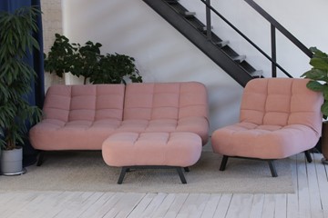 Комплект мебели Абри розовый кресло + диван + пуф опора металл в Абакане