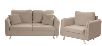 Комплект мебели Бертон бежевый диван+ кресло в Абакане