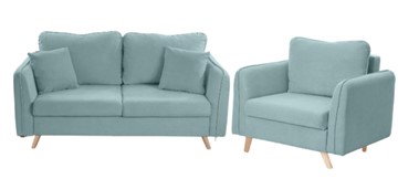 Комплект мебели Бертон голубой диван+ кресло в Абакане - предосмотр