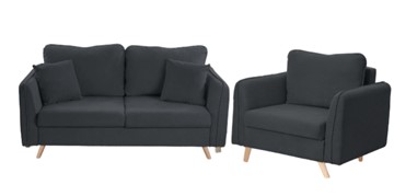 Комплект мебели Бертон графит диван+ кресло в Абакане - предосмотр