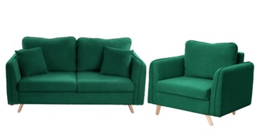 Комплект мебели Бертон изумрудный диван+ кресло в Абакане