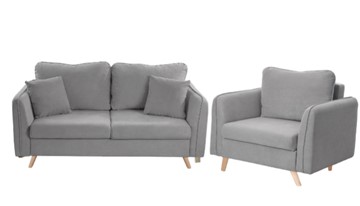 Комплект мебели Бертон серый диван+ кресло в Абакане