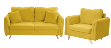 Комплект мебели Бертон желтый диван+ кресло в Абакане