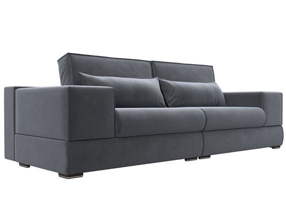 Прямой диван Лига-037, Серый (велюр) в Абакане - изображение