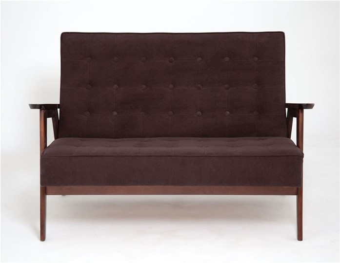 Прямой диван Ретро, двухместный (темный тон / RS32 - коричневый) в Абакане - изображение 1