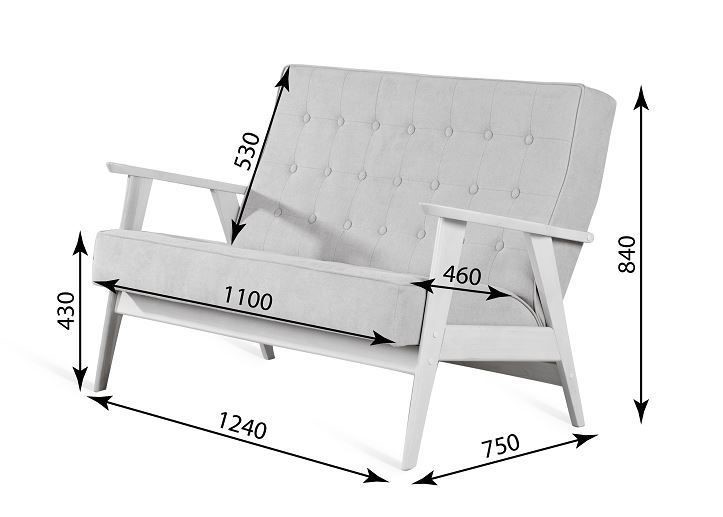 Прямой диван Ретро, двухместный (темный тон / RS32 - коричневый) в Абакане - изображение 2