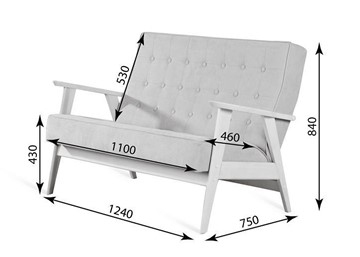 Прямой диван Ретро, двухместный (беленый дуб / RS 29 - бирюзовый) в Абакане - предосмотр 3