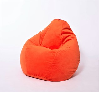 Кресло-мешок Груша большое, велюр однотон, оранжевое в Абакане