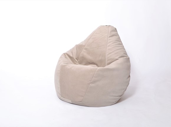 Кресло-мешок Груша среднее, велюр однотон, бежевое в Абакане - изображение