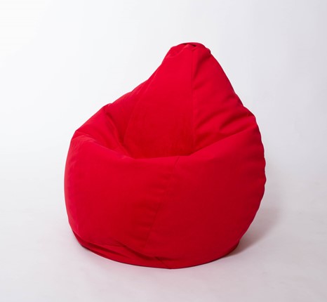 Кресло-мешок Груша большое, велюр однотон, красное в Абакане - изображение