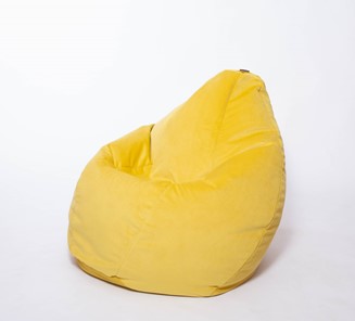 Кресло-мешок Груша большое, велюр однотон, лимонное в Абакане