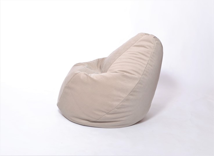 Кресло-мешок Груша среднее, велюр однотон, бежевое в Абакане - изображение 2
