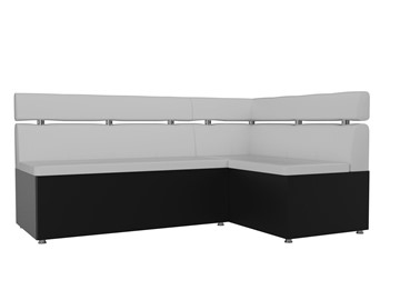 Прямой кухонный диван Классик угловой, Белый/Черный (экокожа) в Абакане
