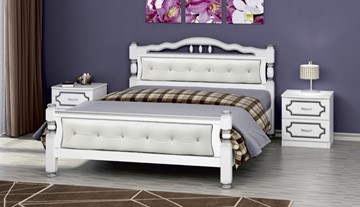 Полутороспальная кровать Карина-11 (Белый Жемчуг, светлая обивка) 140х200 в Абакане