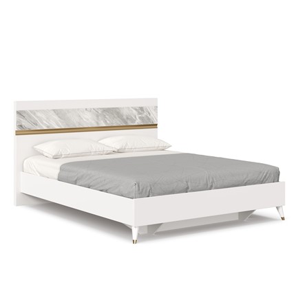Кровать 2-спальная 1600 Айла ЛД 688.120.000 с основанием, Белый/Статуарио, исполнение 1 в Абакане - изображение