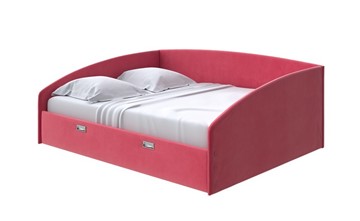 Кровать двуспальная Bono 160х200, Велюр (Forest 13 Красный) в Абакане