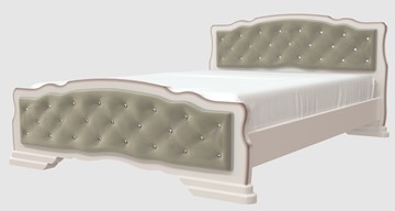 Двуспальная кровать Карина-10 (Дуб Молочный, светлая обивка) 160х200 в Абакане