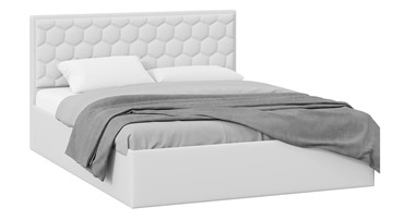 Спальная кровать с подъемным механизмом Порто (Экокожа белая Polo) без заглушины в Абакане