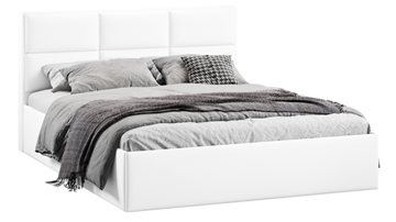 Кровать спальная с подъемным механизмом с заглушиной Стелла тип 1 (Экокожа белая Polo) в Абакане