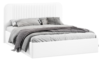Кровать спальная с подъемным механизмом с заглушиной Тиффани тип 1 (Экокожа белая Polo) в Абакане