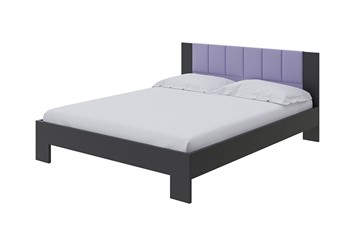 Спальная кровать Soft 1, 160х200, ЛДСП Черная+экокожа (Черный/Athens Пастельно-лавандовый) в Абакане
