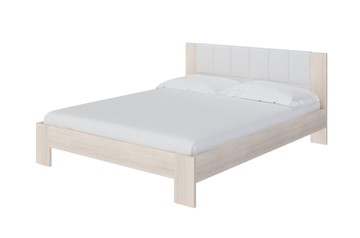 Кровать 2-х спальная Soft 1, 160х200, ЛДСП Дуб Шамони+экокожа (Дуб Шамони с белым) в Абакане