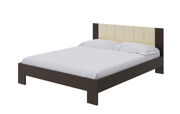 Кровать в спальню Soft 1, 160х200, ЛДСП Венге+экокожа (Дуб Венге/Athens Светло-бежевый) в Абакане