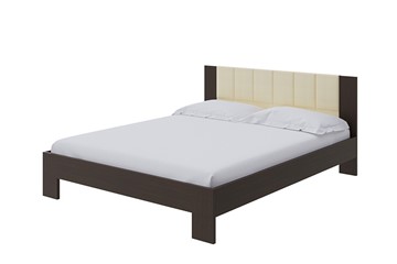 Кровать в спальню Soft 140x200, ЛДСП Венге+экокожа (Дуб Венге/Athens Светло-бежевый) в Абакане