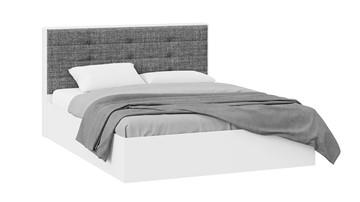 Спальная кровать с подъемным механизмом Тесса (Белый Жемчуг/Рогожка серая) в Абакане