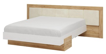 Спальная кровать Тоскана 1600 с декором (Дуб крафт золотой/Белый поры глубокие) с основанием в Абакане