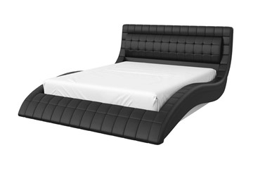 Спальная кровать Виргиния 160х200 (кожзам черный) с основанием в Абакане